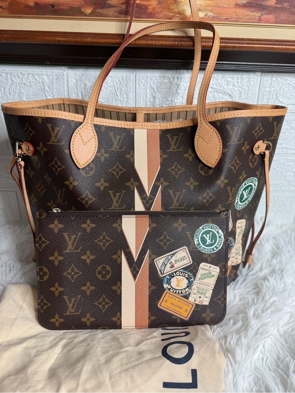 Louis Vuitton Neverfull MM Monogram Customized